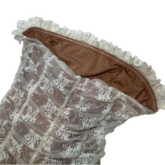 Majorelle Lace Trim Strapless Dress in Cream and Tan - Picture 5 of 6